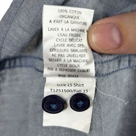 Toad & Co Izzie Long Sleeve Blue Chambray Organic Cotton Button Down Shirt Small - Picture 9 of 9